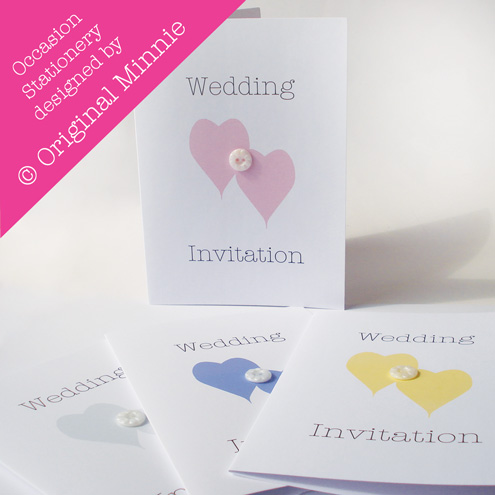 Wedding Invitations with vintage button from my Double Heart range