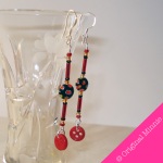 Original-Minnie-handmade-dangle-black-and-red-Earrings-with-red-button