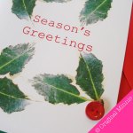 Original Minnie Hand finished Season's Greetings Christmas card with button