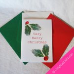 Original Minnie Hand finished Very Berry Christmas Card with button