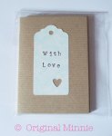 Original Minnie Hand stamped WITH LOVE Notepad made from recycled card and paper