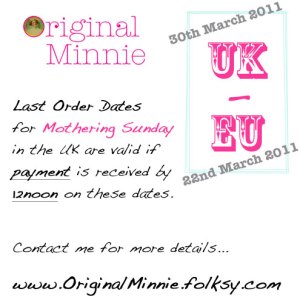 © Original Minnie Last Postage dates for Mothering Sunday 2011