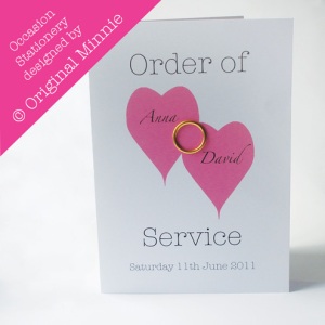 Original Minnie © Wedding and Occasion Stationery 2011 - Order of Service Double Heart range